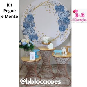Kit Pegue e monte decoração aniversário adulto Guarulhos - mulher - Floral azul e branco