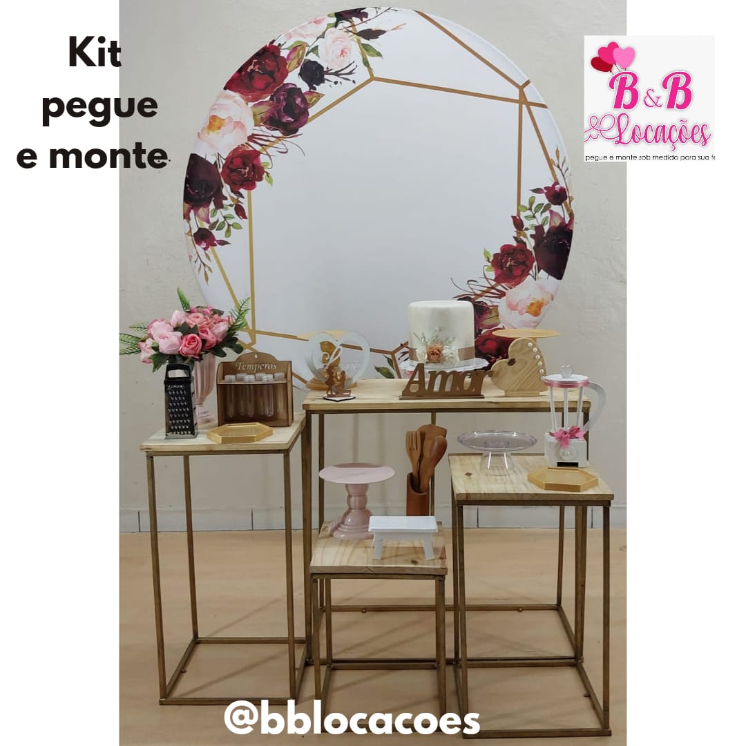 Kit Pegue e monte decoração aniversário Chá casa nova Guarulhos – Chá cozinha – Floral geométrico rosê marsala