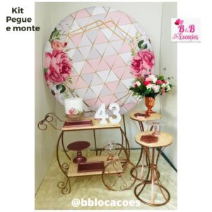 Kit Pegue e monte decoração aniversário adulto Guarulhos - mulher - Floral geométrico rose