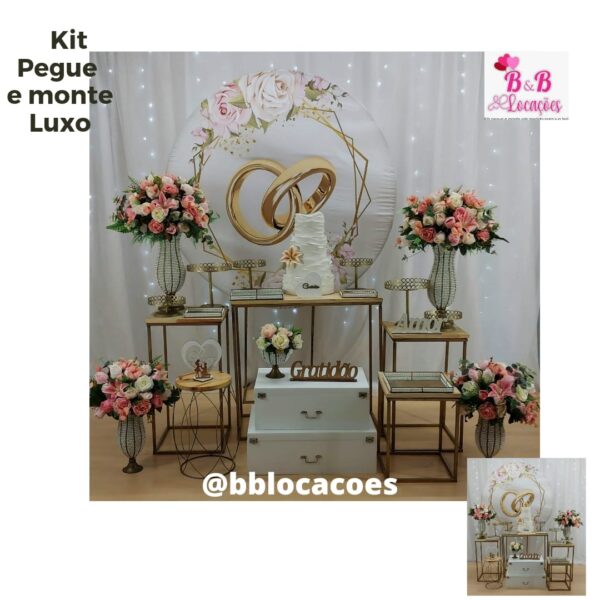 Kit Pegue e monte decoração aniversário noivado Guarulhos – Casamento – Alianças com floral Rosa