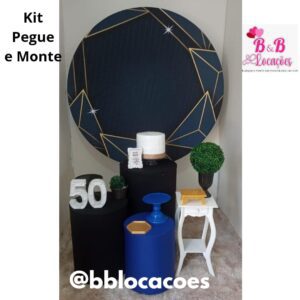 Kit Pegue e monte decoração aniversário adulto Guarulhos – homem – Geométrico azul e preto