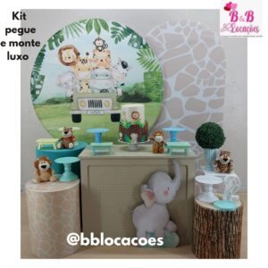 Kit Pegue e monte decoração aniversário infantil Guarulhos - menino - Safari Baby