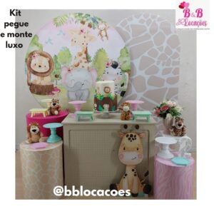 Kit Pegue e monte decoração aniversário infantil Guarulhos - menina - Safari Baby