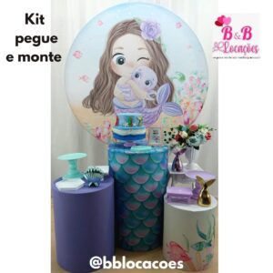 Kit Pegue e monte decoração aniversário infantil Guarulhos - menina - Sereia Baby