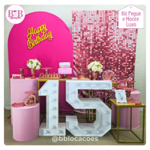 15 anos Shimmer Rosê e Pink - Kit Luxo