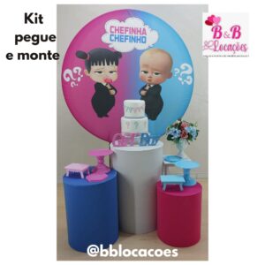 Kit Pegue e monte decoração aniversário infantil Guarulhos - Chá Revelação Chefinho e chefinha azul/rosa