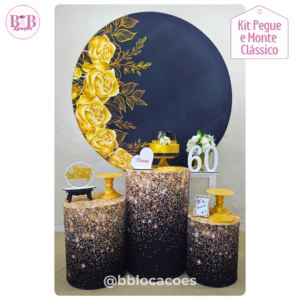 Floral Preto e Dourado- Kit Clássico