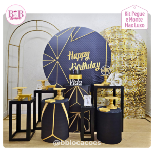 Happy Birthday Geométrico Dourado - Kit Max Luxo