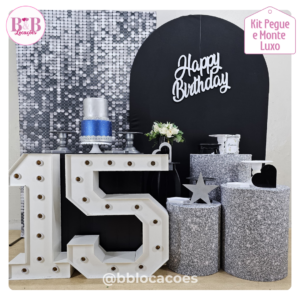 15 anos Preto e prata- Kit Luxo