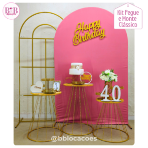 Happy Birthday Rosê e Dourado - Kit Bronze