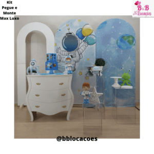 Kit Pegue e monte decoração aniversário infantil Guarulhos – menino – Astronauta azul claro