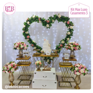 Kit Ouro - Flores Rosa Coração