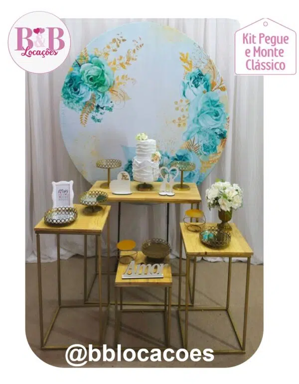 Kit Pegue e monte decoração casamento noivado Guarulhos – Floral azul Tiffany