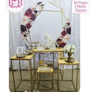 Kit Pegue e monte decoração casamento noivado Guarulhos – Floral geométrico rose e marsala