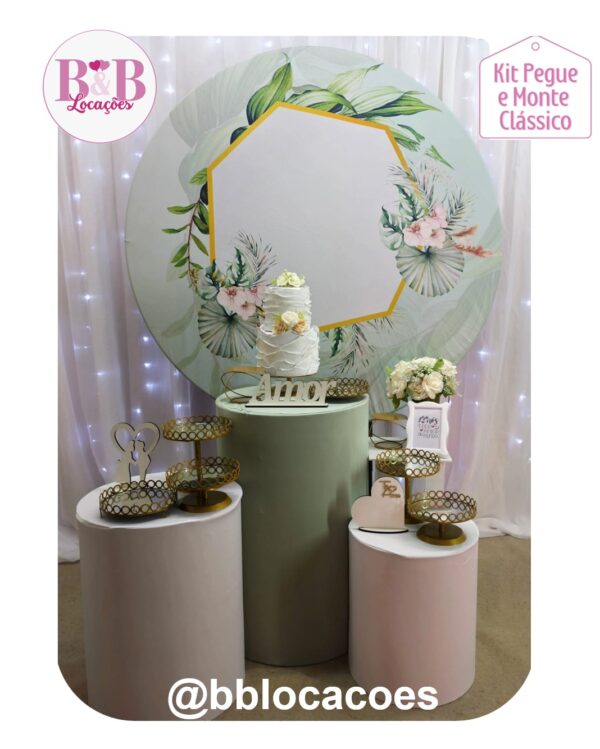Kit Pegue e monte decoração casamento noivado Guarulhos – Floral geométrico verde