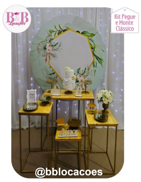 Kit Pegue e monte decoração casamento noivado Guarulhos – Floral geométrico verde