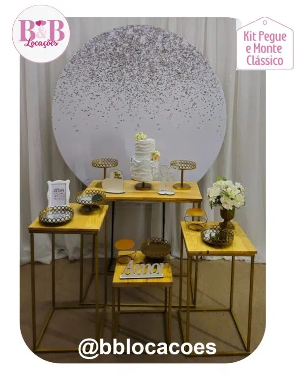 Kit Pegue e monte decoração casamento noivado Guarulhos – Glitter branco e prata