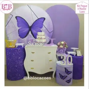 Borboleta Geométrica lilás - Kit Luxo