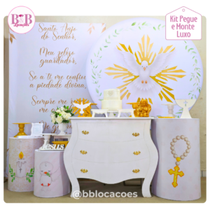 Batizado Espírito Santo Folhagens - Kit Luxo