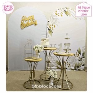 Branco e Dourado com Folhagens - Kit Clássico 2
