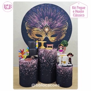 Carnaval Máscara Preta e Dourada - Kit Clássico 1