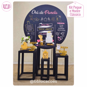 Chá de Panela - Kit Clássico Mesas Cubo Pretas