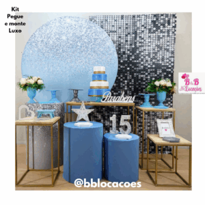 Glitter Prata e azul - 15 anos - Mulher - Kit Luxo