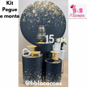 Glitter Dourado e Preto - 15 anos - Mulher - Kit Clássico 1