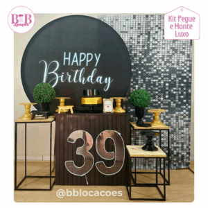 Happy Birthday Shimmer Prata - Kit Luxo