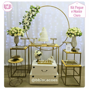 Kit Ouro Branco Menta - Mesas Retas