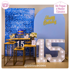 Happy Birthday Shimmer Azul - 15 anos - Kit Bronze 2