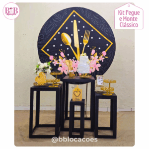 Chá de Cozinha / Chá de Panela – Kit Clássico Mesas Cubo Pretas