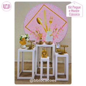 Chá de Cozinha / Chá de Panela – Kit Clássico Mesas Cubo Brancas