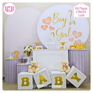 Boy Girl Branco e Dourado - Kit Luxo + Cubos