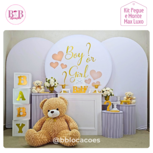Boy Girl Branco e Dourado - Kit Max Luxo